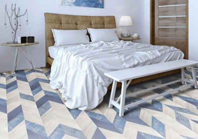 Пробковый пол Corkstyle Glue Chevron blue